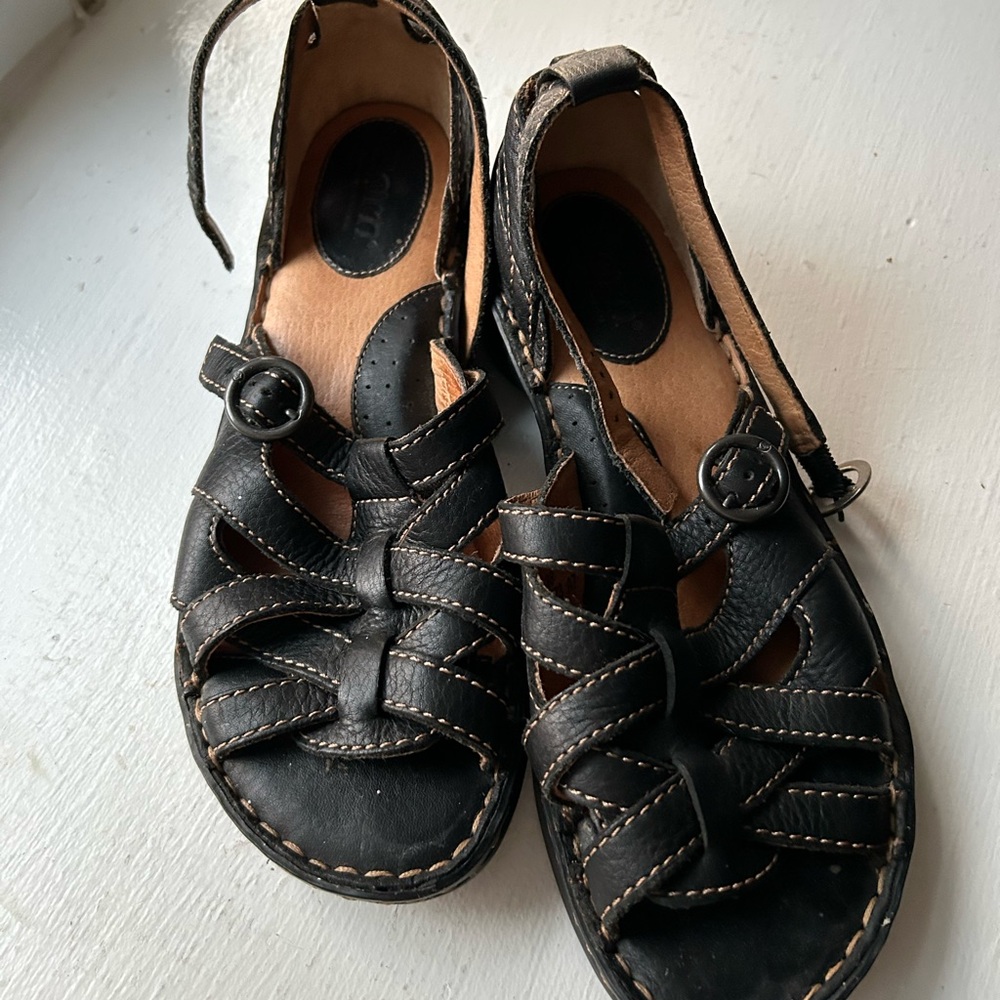 Born Black Leather Sandals